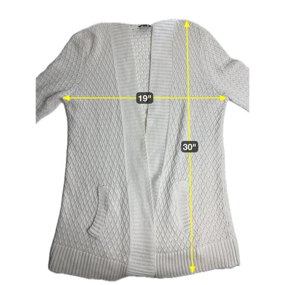 Talbots Cream Lambswool Blend Open Front Cardigan Sweater Womens Petite Size MP - Picture 11 of 12